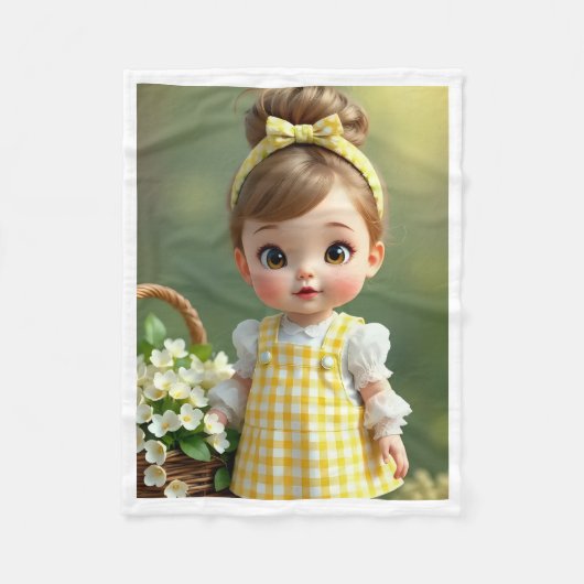 Gelbe Gingham-Baby-Puppe-Decke Fleecedecke (Vorderseite)