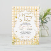 Gelbe Gingham-Biene-Baby-Shower-Einladung Einladung (Stehend Vorderseite)