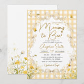 Gelbe Gingham-Biene-Baby-Shower-Einladung Einladung (Vorne/Hinten)