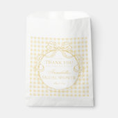 Gelbe Gingham Coquette Bogen Brautparty-Dessert Geschenktütchen (Vorderseite)