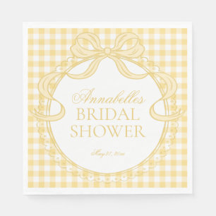 Gelbe Gingham Coquette Bogen Brautparty-Dessert Serviette