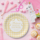 Gelbe Gingham Coquette-Schleife Brautparty Pappteller (Party)