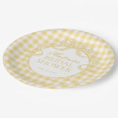 Gelbe Gingham Coquette-Schleife Brautparty Pappteller (Schrägansicht)