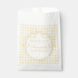 Gelbe Gingham Coquette-Schleife Taufdessert Geschenktütchen