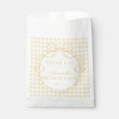 Gelbe Gingham Coquette-Schleifen-Geburtstagsfeier- Geschenktütchen (Vorderseite)