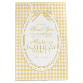 Gelbe Gingham Coquette Schleifen Geburtstagsfeier  Mittlere Geschenktüte