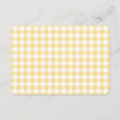 Gelbe Gingham Coquette Windel-Raffael Begleitkarte (Rückseite)