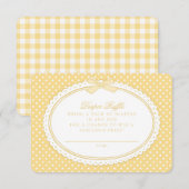 Gelbe Gingham Coquette Windel-Raffael Begleitkarte (Vorne/Hinten)
