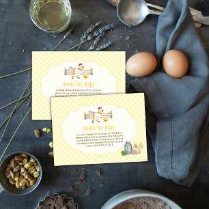 Gelbe Gingham-Farm-Huhn-Bücher für Baby-Party Begleitkarte