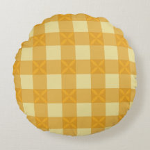 Gelbe Gingham & gelbe Blütenblätter Rundkissen
