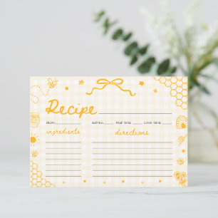 Gelbe Gingham-Honigbiene-Brautjungfern-Rezeptkarte Einladung