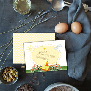 Gelbe Gingham-Hühnchen-Bücher Für Baby-Party Begleitkarte