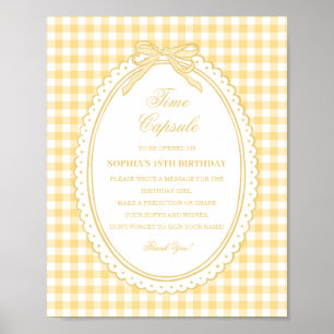 Gelbe Gingham-Kokette-Band Zeitkapsel-Spiel Poster