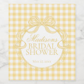 Gelbe Gingham-Kokette-Bow-Brautparty Weinetikett (Einzelnes Label)