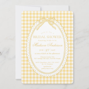 Gelbe Gingham-Kokette-Bow-Bridal-Shower Einladung
