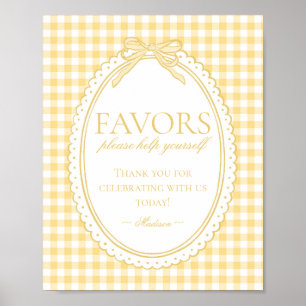 Gelbe Gingham-Koketten-Schleifen Dekoration Schild