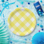 Gelbe Gingham-Muster Pappteller (Party)