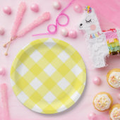 Gelbe Gingham-Muster Pappteller (Party)