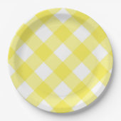 Gelbe Gingham-Muster Pappteller (Vorderseite)