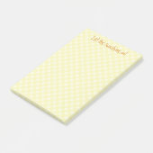 gelbe Gingham-Notizen Post-it Klebezettel (angewinkelt)