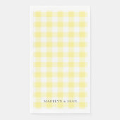 Gelbe Gingham personalisierte Namen Hochzeit Serviette (Vorderseite)