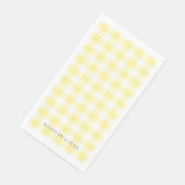 Gelbe Gingham personalisierte Namen Hochzeit Serviette (Ecke)