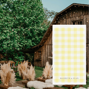 Gelbe Gingham personalisierte Namen Hochzeit Serviette