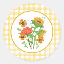 Gelbe Gingham-Sonnenblumen-Aufkleber