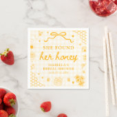Gelbe Gingham-Stoff Brautparty 'Sie fand ihren Hon Serviette (Beispiel)