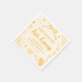 Gelbe Gingham-Stoff Brautparty 'Sie fand ihren Hon Serviette (Ecke)