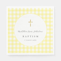 Gelbe Gingham-Taufservietten aus Papier