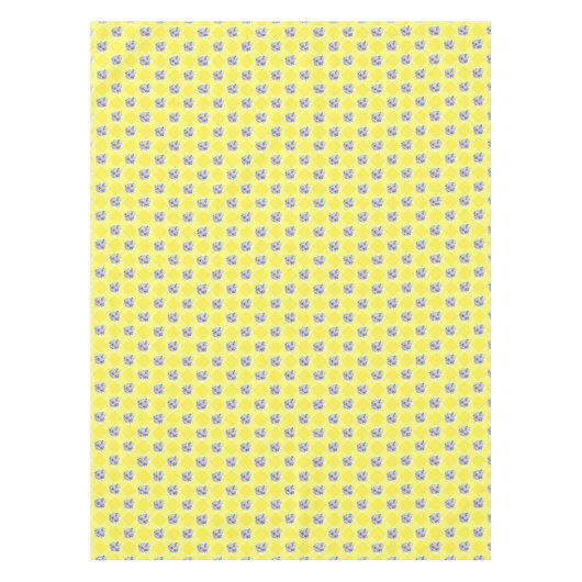 Gelbe Gingham und Lila Blüten Land Tischdecke (Vorderseite)