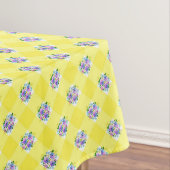 Gelbe Gingham und Lila Blüten Land Tischdecke (Beispiel)