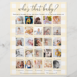 Gelbe Gingham-Wer-ist-das-Baby-25-Foto-Spiel Flyer