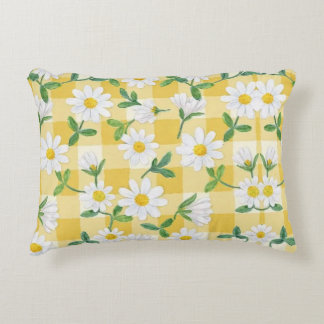 Gelbe Gingham-Wurfkissen mit Daisy-Blumenmuster Dekokissen