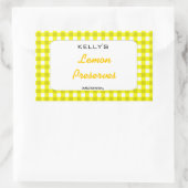 Gelbe Gingham-Zitrone bewahrt Etikett Rechteckiger Aufkleber (Tasche)