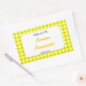 Gelbe Gingham-Zitrone bewahrt Etikett Rechteckiger Aufkleber (Umschlag)
