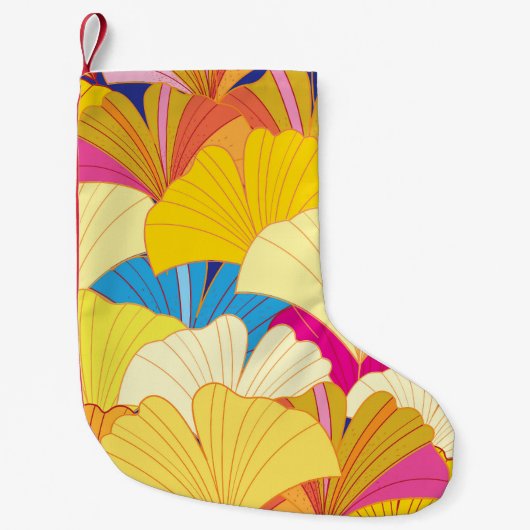 Gelbe Gingko-Blätter, nahtloses Muster. Kleiner Weihnachtsstrumpf (Vorderseite)