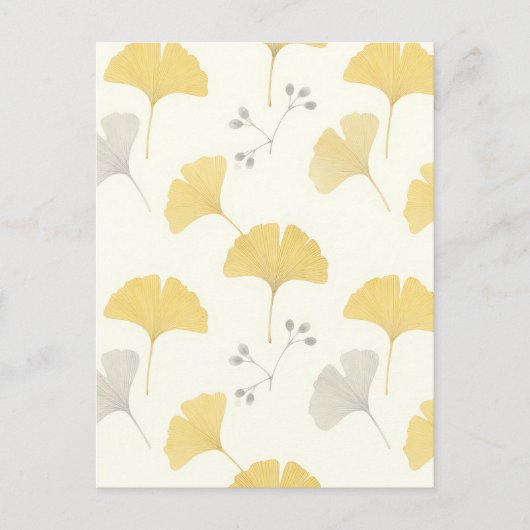 Gelbe Ginkgo-Fächerblätter wiederholen sich Postkarte (Vorderseite)
