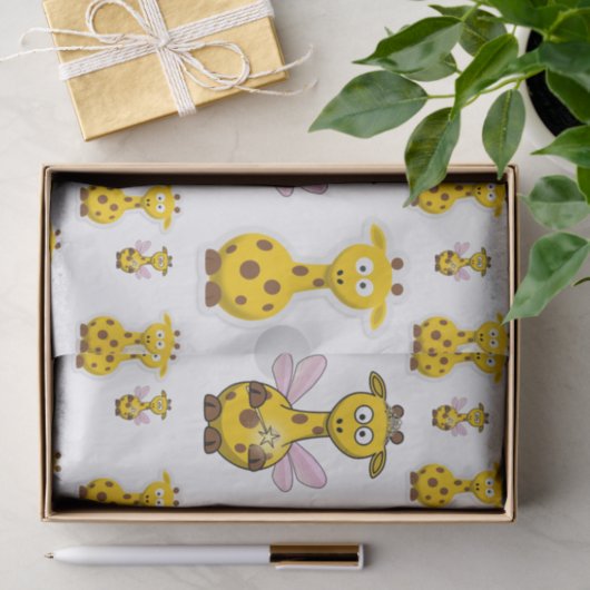 Gelbe Giraffe aus Zierpapier Seidenpapier (Geschenk)