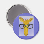Gelbe Giraffe mit Brille Magnet (Vorderseite/Rückseite)
