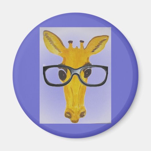 Gelbe Giraffe mit Brille Magnet (Vorne)