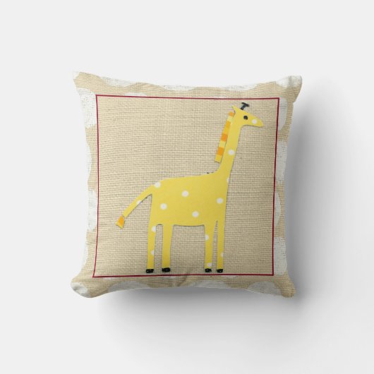 Gelbe Giraffe mit weißen Polka-Punkten Kissen (Vorderseite)