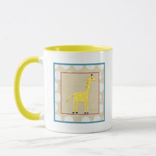 Gelbe Giraffe mit weißen Polka-Punkten Tasse (Links)