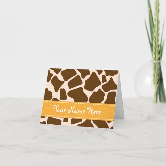 Gelbe Giraffe Print-Mitteilungskarten Personalisie (Vorderseite)