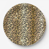 Gelbe Glam Gold Schwarzer Glitzer Leopard Pappteller (Vorderseite)