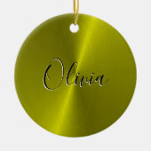 Gelbe glänzende Imitate Keramik Ornament (Vorne)