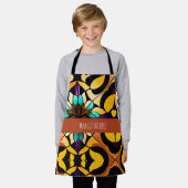 Gelbe Glasseidenblumen Mosaikmuster Schürze (Getragen)