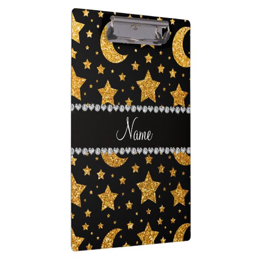 Gelbe Glittersterne und -monde des individuellen Klemmbrett (Rechts)