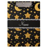Gelbe Glittersterne und -monde des individuellen Klemmbrett (Vorderseite)